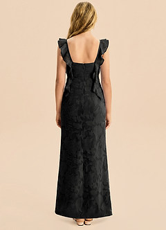 Azazie Jessamine Junior Black Mermaid Sweetheart Neckline Floral Burnout Dress image2