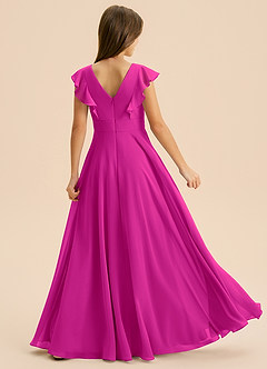 Azazie Anysa Junior Robe Trapèze en Mousseline de soie Rayé Fuchsia image2