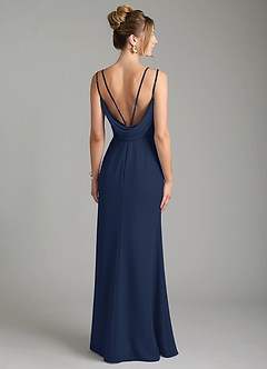 Azazie Egypt Bridesmaid Dresses Dark Navy Sheath Sweetheart Neckline Chiffon Dress image2