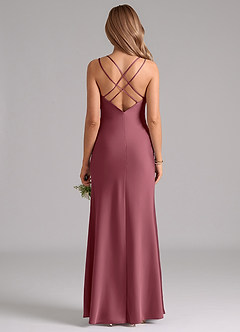 Azazie Suttona Brautjungfernkleider A-Linie Plissee Stretch-Satin Kleid Wüstenrose image3