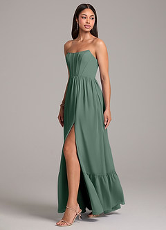 Azazie Kailee Bridesmaid Dresses Sea Moss A-Line with Pockets Chiffon Dress image3