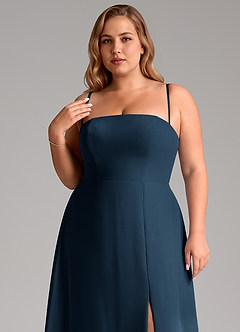 Azazie Wren Brautjungfernkleider Wandelbar A-Linie Seitliche Cut-Outs Chiffon Kleid Dunkelmarine image10