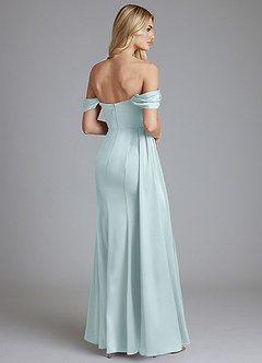 Azazie Amyra Bridesmaid Dresses Mist Mermaid Off the Shoulder Stretch Satin Convertible Dress image2