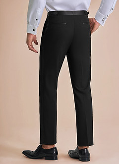 front Classic Black Peak Lapel Tuxedo Pants