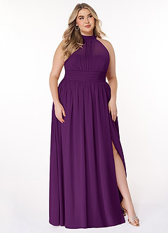 Azazie Iman Bridesmaid Dresses Grape A-Line A-Line Ruched Chiffon Dress image11