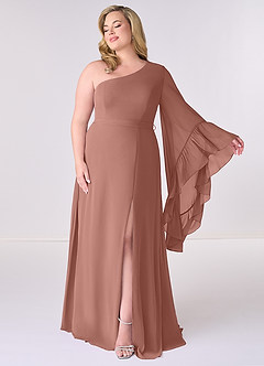 Barbie ♥ Azazie Bridesmaid Dresses Cedar Rose A-Line Long Sleeve Chiffon Dress image7