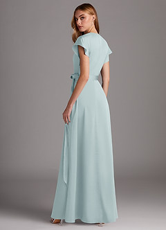 Azazie Nico Bridesmaid Dresses Mist A-Line V-Neck Stretch Satin Dress image5