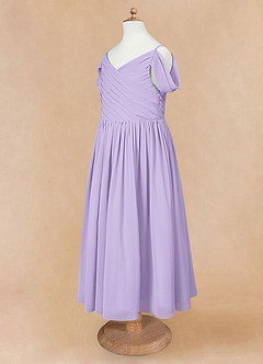 Azazie Chelle Flower Girl Dresses Lilac A-Line Pleated Chiffon Dress image8