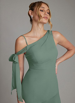 Azazie Aylin 신부 들러리 드레스 쉬스 오프 더 숄더 쉬폰 바닥 길이 드레스 image3