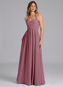 Azazie Darlyn Bridesmaid Dresses Vintage Mauve A-Line Pleated Chiffon Dress image1