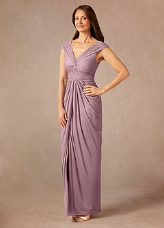 Azazie Lisolette Mother of the Bride Dresses Dusty Rose Sheath Pleated Mesh Dress image3