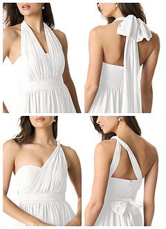 Azazie Olani Bridesmaid Dresses White A-Line One Shoulder Chiffon Convertible Dress image2