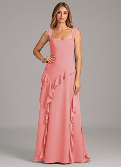 Azazie Sloane Bridesmaid Dresses Coral A-Line Sweetheart Neckline Chiffon Dress image5