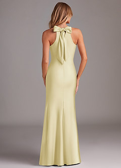Azazie Doretta Bridesmaid Dresses Lemon Sorbet Mermaid Pleated Stretch Satin Dress image3