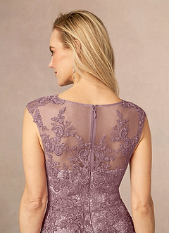 Azazie Flynn Mother of the Bride Dresses Dusty Rose A-Line Boatneck Lace Tulle Dress image5