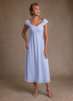 Azazie Mirta Mère de la mariée Robes Robe Trapèze en Blumen-Burnout Plissée Eis image1