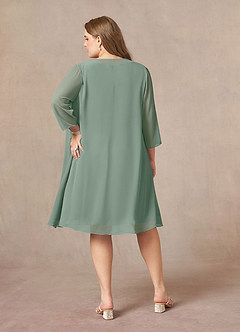 Azazie Shirley Mother of the Bride Dresses Silver Sage A-Line Scoop Pleated Chiffon Dress image9