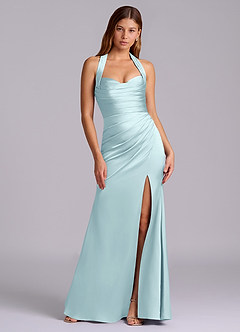 Azazie Destiny Bridesmaid Dresses Cloud Blue Mermaid Sweetheart Neckline Stretch Satin Dress image7