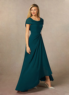 Azazie Mary Mother of the Bride Dresses Pine A-Line Side Slit Chiffon Dress image4