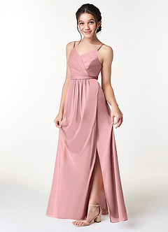Azazie Luxy Junior Robe en Maille Plissée Rose Poussiéreuse image4