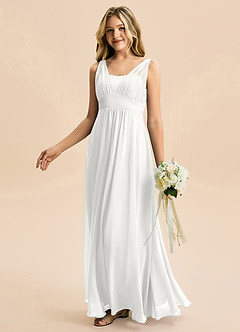 Azazie Odette Junior White A-Line Sweetheart Neckline Chiffon Dress image1