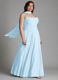 Azazie Gabriela Vestidos de damas de honor Vestido Azul Cielo de Gasa de Línea A con Corsé image19