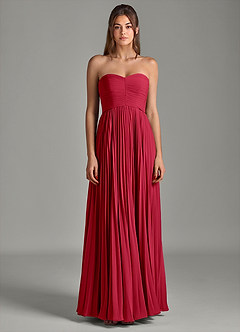 Azazie Chiana Brudtärnklänningar Klä av A-Linje i Chiffong Axelbandslös Scharlakansrött image5