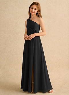 Azazie Puddles Girls Formal Flower Girl Klänningar Klä A-Line i Chiffong Ena axeln image4