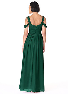 Azazie Lianne Bridesmaid Dresses Emerald A-Line Off the Shoulder Chiffon Dress image4