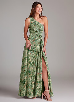 Azazie Brooke Bridesmaid Dresses Meadow Bloom A-Line One Shoulder Chiffon Dress image3