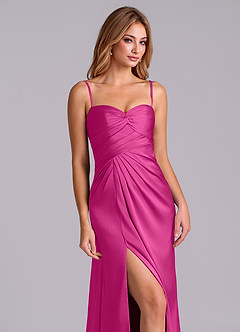 Azazie Sabrine Final Sale Fuchsia A-Line Sweetheart Neckline Stretch Satin Dress image6