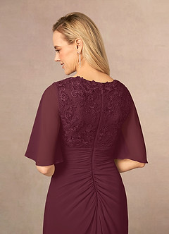 Azazie Carson Mother of the Bride Dresses Cabernet A-Line V-Neck Lace Chiffon Dress image5