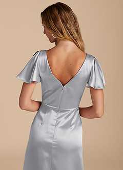 Azazie Soren Final Sale Auburn A-Line Pleated Metallic Satin Dress image6