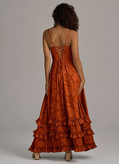 Azazie Lettie Robes de demoiselle d'honneur Robe Trapèze en Blumen-Burnout Corset Paprika image6