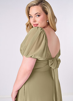 Barbie ♥ Azazie Bridesmaid Dresses Moss Green A-Line Pleated Chiffon Dress image11