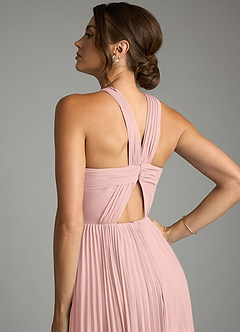 Azazie Afra Abiti da Damigella Abito A-Line in Chiffon Plissettato Rosa Cipria image11