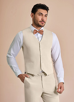 front William Tan Comfort Blend Suit Vest