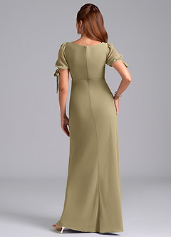 Azazie Pheby Bridesmaid Dresses Moss Green A-Line Pleated Chiffon Dress image6