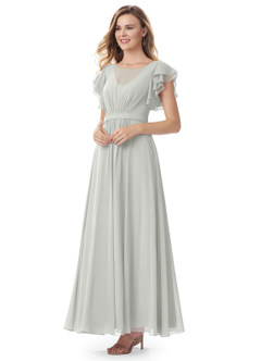 Azazie Daphne Modest Bridesmaid Dresses A-Line Ruffled Chiffon Floor-Length Dress image24
