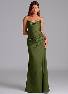 Azazie Claudelle Suknie dla druhen Syrena Bez ramiączek Satyna elastyczna Do ziemi Sukienka image6