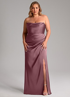 Azazie Leonis Bridesmaid Dresses Amethyst Mermaid Pleated Stretch Satin Convertible Dress image2
