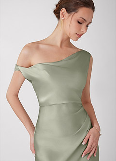 Avela Dusty Sage Lysende satin maxikjole image5