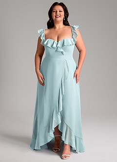 Azazie Lyra Vestidos de madrinha de casamento Vestido Névoa de Chiffon de Linha A com Conversível image15