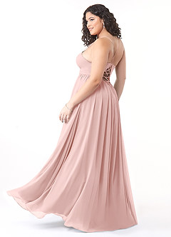Azazie Aaida Robes de demoiselle d'honneur Robe Trapèze en Mousseline de soie Corset Rose Poudré image10
