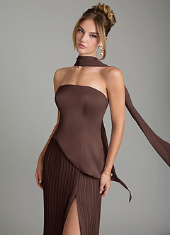Azazie Tierney Bridesmaid Dresses Ganache A-Line Strapless Chiffon Convertible Dress image7