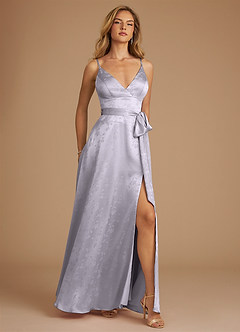 Azazie Sophia Bridesmaid Dresses Pebble Floral Jacquard A-Line Pleated Floral Jacquard Dress image5