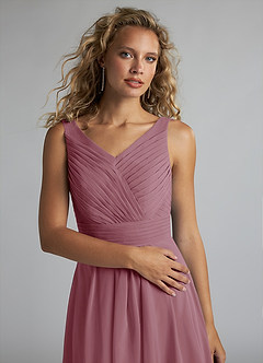 Azazie Grace Bridesmaid Dresses Vintage Mauve A-Line Pleated Chiffon Dress image5