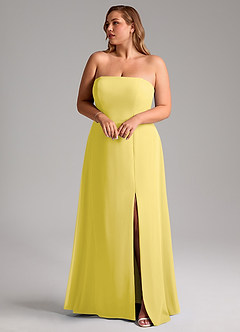 Azazie Wren 신부 들러리 드레스 A라인 사이드 슬릿 쉬폰 바닥 길이 드레스 image10