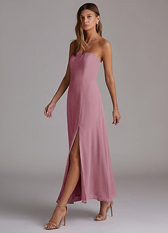 Azazie Wren Brautjungfernkleider A-Linie Schulterfrei Chiffon Kleid Vintage Mauve image3