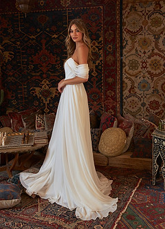 Azazie Fawn Wedding Dresses A-Line Sweetheart Sequins Chiffon Sweep Train Dress image4